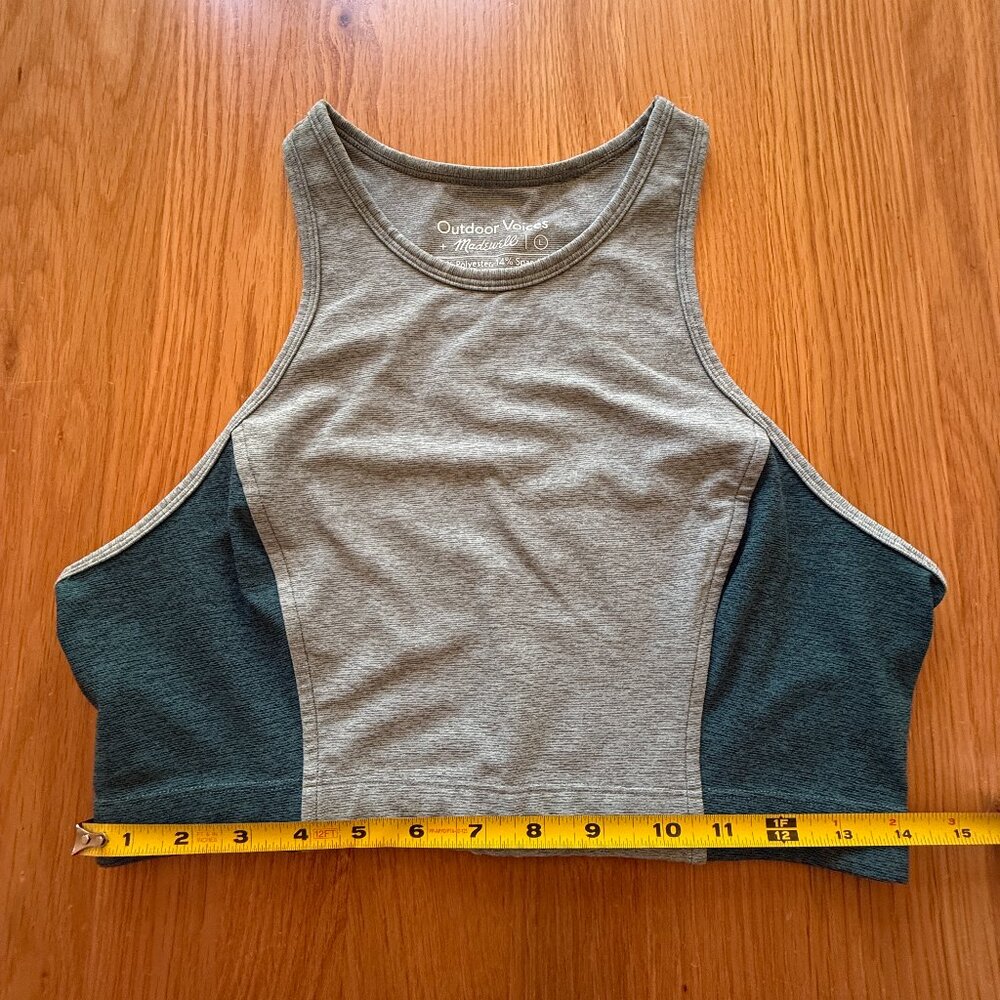 Outdoor Voices Two Tone Sports Bra in Marine and‎ Aqua